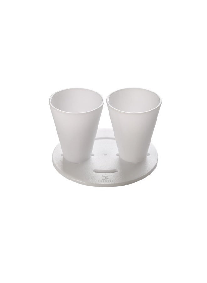 برسايذ اي طقم تقطير ثنائي العدسات أبيض - ماكينة تحضير قهوة مزدوجة مع قمع تقطير بلاستيكي، إبريق زجاجي، تصميم مسطح لتحضير 1-2 كوب من القهوة المختصة - Image 2